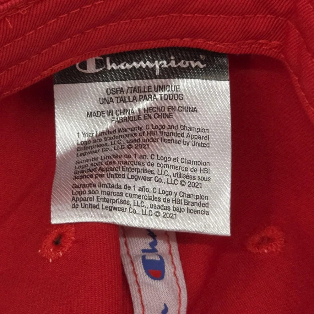 Champion Hat Cap Strap Back Adjustable Red‎ Twill Gym Hike Pickleball Golf Mens